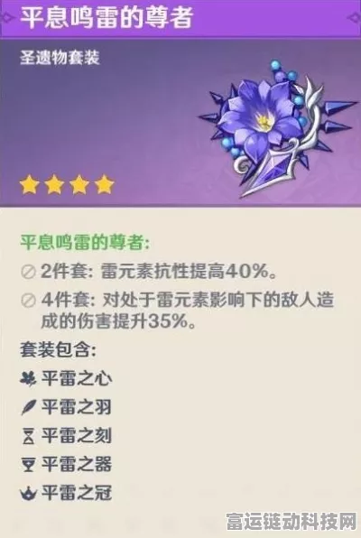 原神平雷圣遗物套装深度解析，搭配攻略与高效获取途径，揭秘平息雷鸣的尊者威力