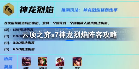 云顶之弈S7赛季神龙烈焰迭嘉阵容全攻略，深度解析与实战制胜策略