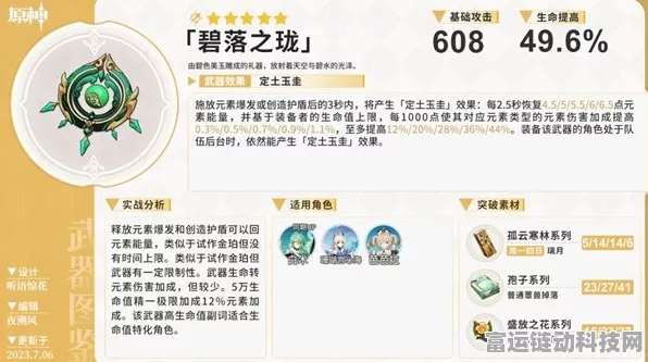 原神碧落之珑突破材料大揭秘！你不可不知的必备清单