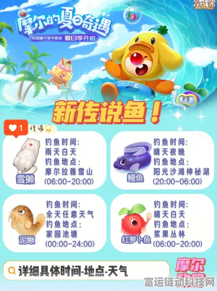 摩尔庄园，解锁鲟鱼全能攻略，垂钓大赛赢创意菜谱！
