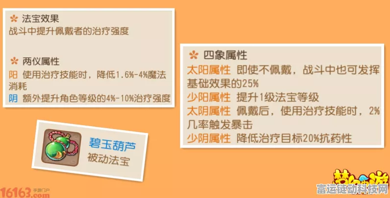 梦幻西游手游，碧玉葫芦四象属性全解析，打造最强法宝攻略