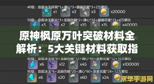 原神枫原万叶天赋升级全攻略，技能突破必备素材大揭秘